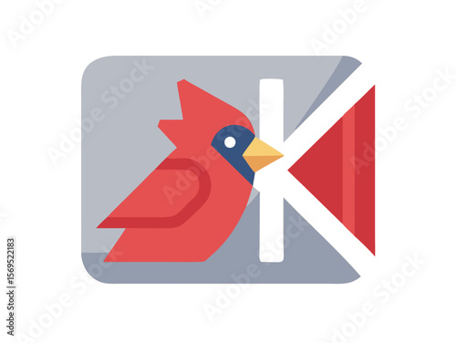 Vector Illustration of a Vibrant Red Cardinal , A stylized, cartoon-like illustration of a cardinal bird. 