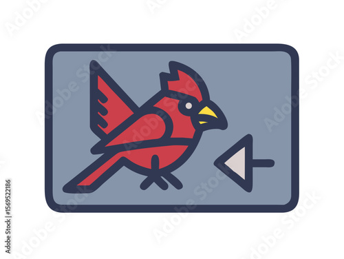 Vector Illustration of a Vibrant Red Cardinal , A stylized, cartoon-like illustration of a cardinal bird. 