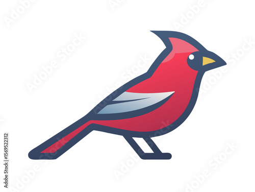 Vector Illustration of a Vibrant Red Cardinal , A stylized, cartoon-like illustration of a cardinal bird. 
