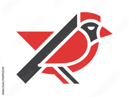 Vector Illustration of a Vibrant Red Cardinal , A stylized, cartoon-like illustration of a cardinal bird. 