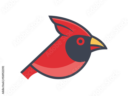 Vector Illustration of a Vibrant Red Cardinal , A stylized, cartoon-like illustration of a cardinal bird. 