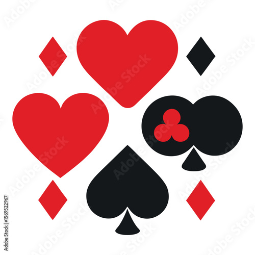 Playing Card Suit Icons – Vector Deck Symbols on White Background