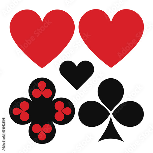 Playing Card Suit Icons – Vector Deck Symbols on White Background