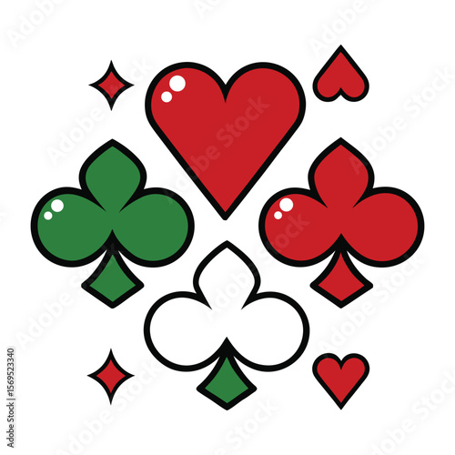 Playing Card Suit Icons – Vector Deck Symbols on White Background
