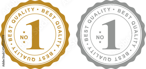 No 1 best quality badges in gold and silver with round seal design for trusted product labeling	