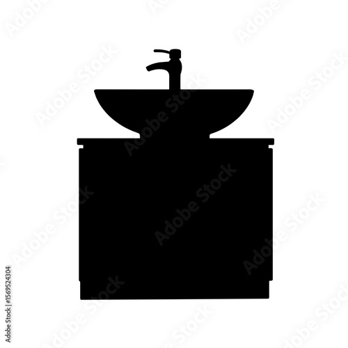 Silhouette of bathroom vanity with sink, efficient storage in small spaces