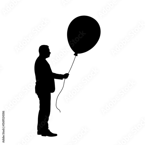 Silhouette of person holding balloon, personal growth and mindset freedom
