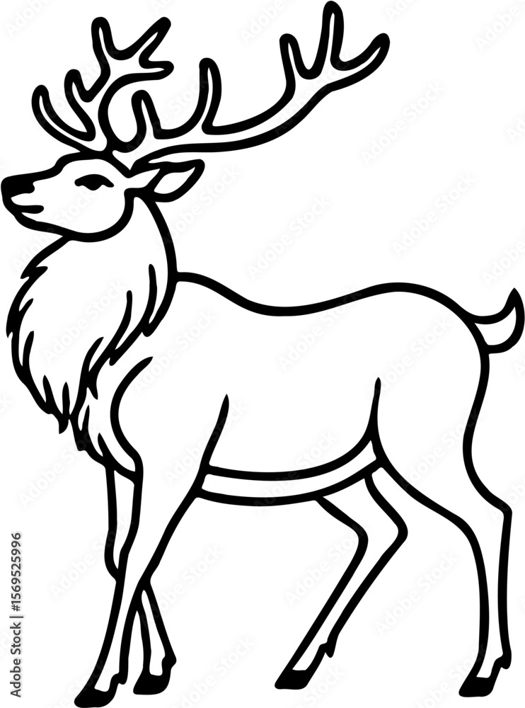 Obraz premium vector illustration of christmas reindeer, isolated on white