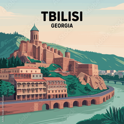 Tbilisi Georgia Historic Old Town Poster