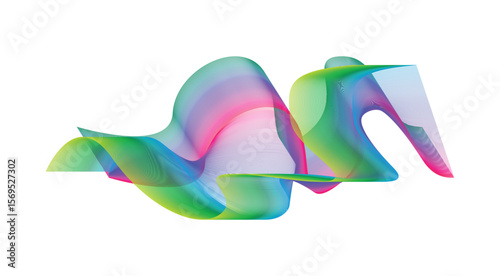 Blend Wavy Curved Abstract Design Gradient Multicolor Background Vector Illustration