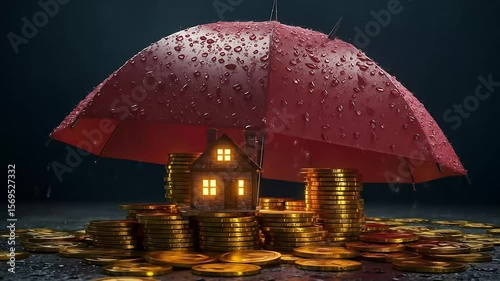 Wallpaper Mural House Protected By An Umbrella On Money In The Rain Torontodigital.ca