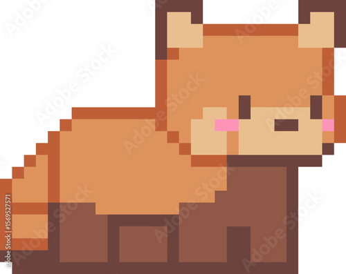 pixel illustration of a red panda (lesser panda)