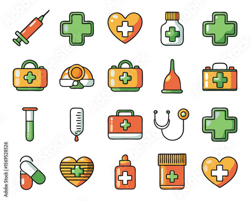 Classic red and white first aid cross symbol inside a medical kit container representing emergency healthcare and safety preparedness for urgent situations