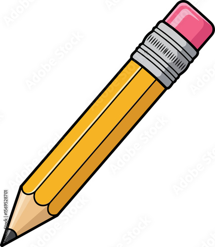 A classic yellow pencil with a pink eraser on top