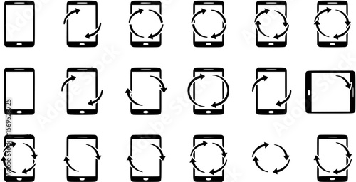 mobile rotation icon set. device rotate symbol for apps and website, transparent vector illustration.
