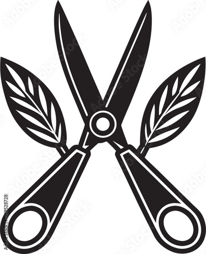 Black pruning shears with leaves scissors garden tool