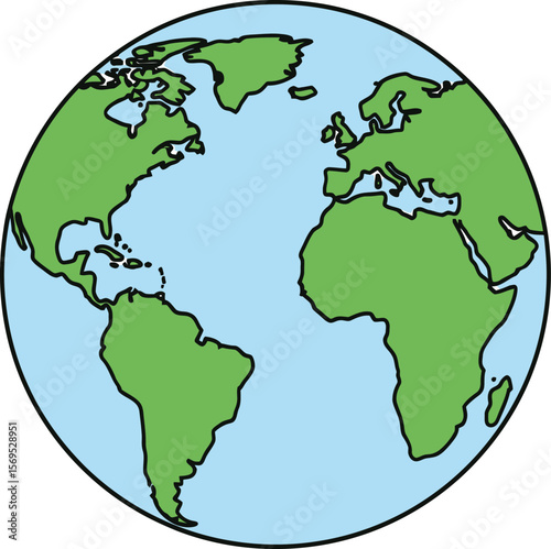 A detailed illustration of the Earth from space showing continents and oceans