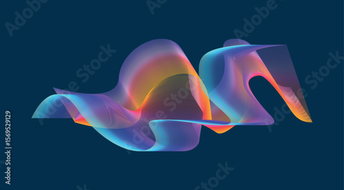 Blend Wavy Curved Abstract Design Background Blue Colorful Gradient Vector Illustration