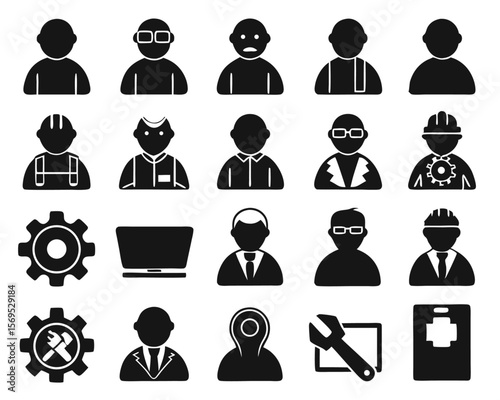 Collection of thin line icons representing essential aspects of information technology management suitable for digital interfaces and professional presentations
