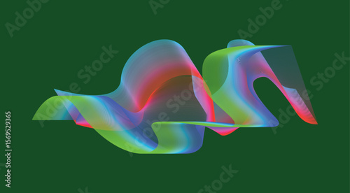 Blend Wavy Curved Abstract Design Background Green Colorful Gradient Vector Illustration
