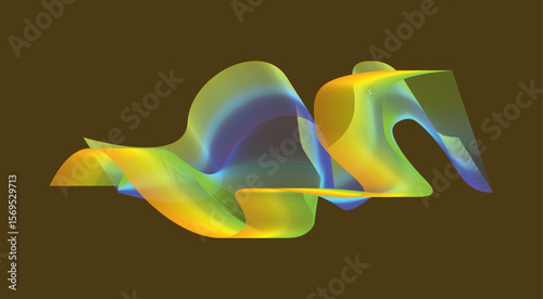 Blend Wavy Curved Abstract Design Background Brown Colorful Gradient Vector Illustration