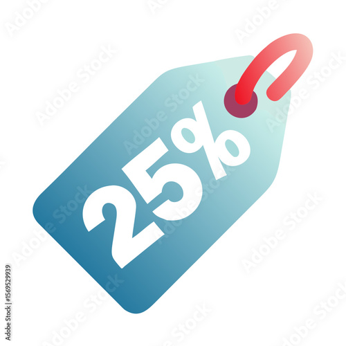 Discount label with 25% off in modern design and soft colors  