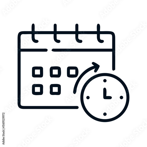 Calendar icon with clock symbolizing time management concept  