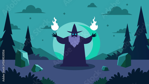 Mystical Powerful Wizard Summoning Spirits in a Stone Circle