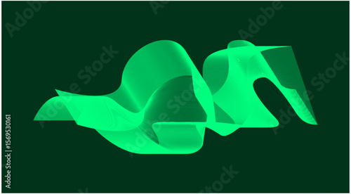 Blend Wavy Curved Abstract Design Background Green Cyan Vector Illustration
