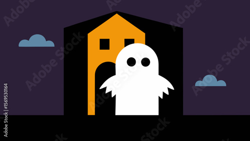 Spooky Moment a Ghost Emerges from the Wall of a Haunted House