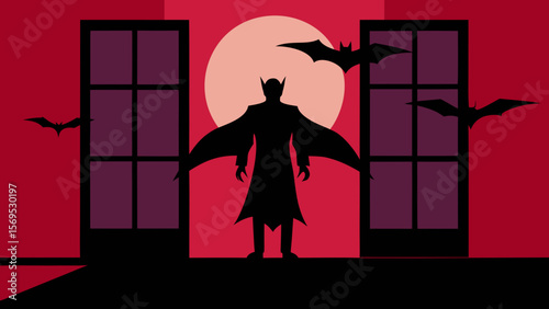 Dramatic Vampire Transformation Halfway Between Human and Bat