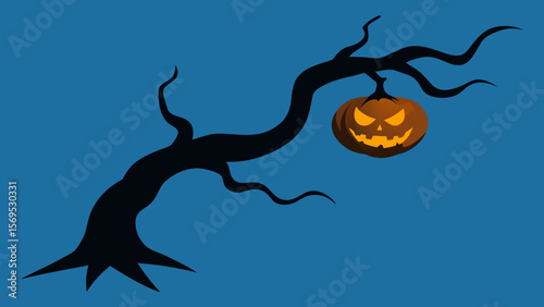 A Close Up of a Gnarled Spooky Tree Branch with a Single Crow Perched on Top