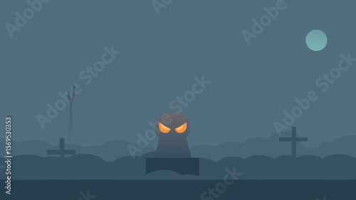 A Foggy Night Scene where Shapes are Barely Visible with a Single Distant Light