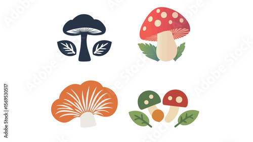 Simple and clean vector icon of a mushroom fruit, minimalist design featuring smooth curves and clear shape, ideal for botanical, organic, food, and nature-related themes in modern flat illustration 