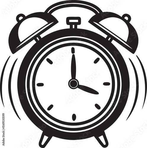 Black alarm clock ringing time wake up vintage