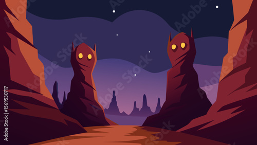 A Spooky Canyon with Twisted Rock Formations that Resemble Screaming Faces Art