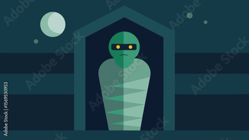 An Ancient Mummy Emerges Slowly From a Sarcophagus Inside a Dark Egyptian Tomb