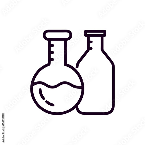 Wallpaper Mural Laboratory glassware including a flask and a bottle in a simple style   Torontodigital.ca