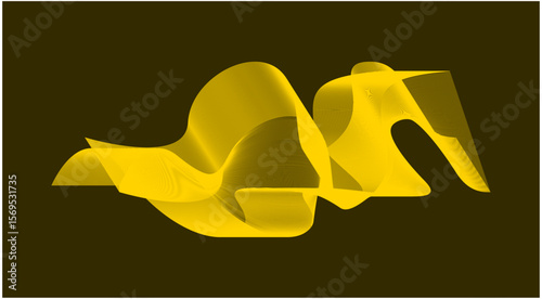 Blend Wavy Curved Abstract Design Background Yellow And Brown Vector Illustration