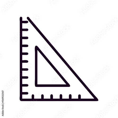 Wallpaper Mural Triangular ruler with measurement markings in simple line art style   Torontodigital.ca