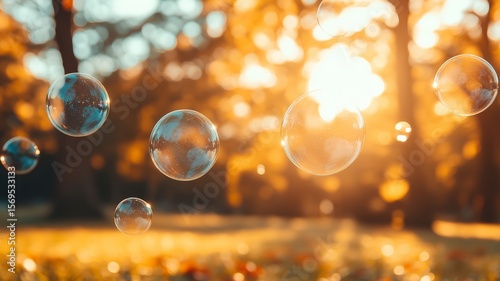 Tranquil Peaceful Soap Bubbles Relaxing Nature Atmosphere