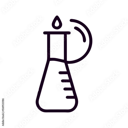 Laboratory flask with liquid and droplet symbolizing science concept  