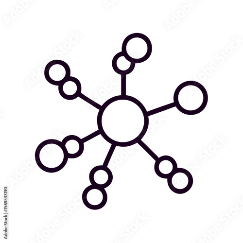 Abstract network design with connected circles and nodes  