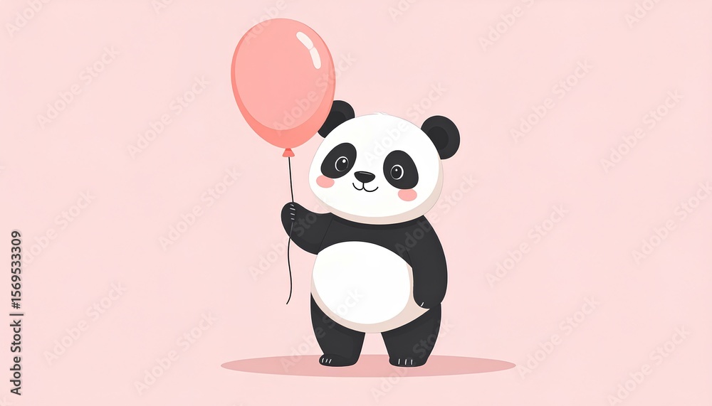 Fototapeta premium cute panda with balloon cartoon vector illustration