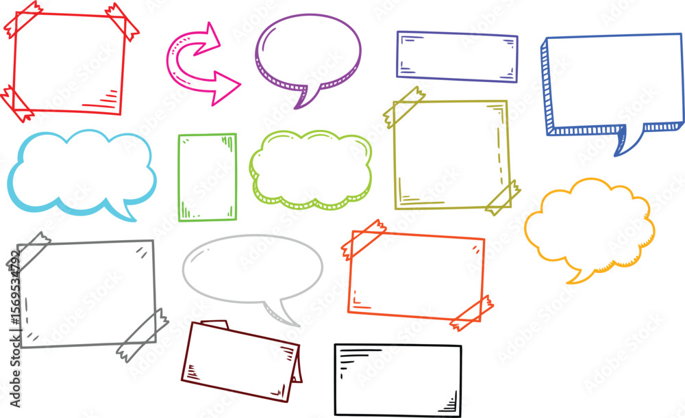 Obraz premium Colorful Borders Speech Bubbles Design Elements Collection