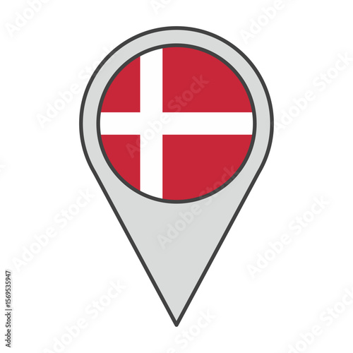 Free Download Vector illustration of a geolocation tag colored with the flag of Denmark - GFXLoad
