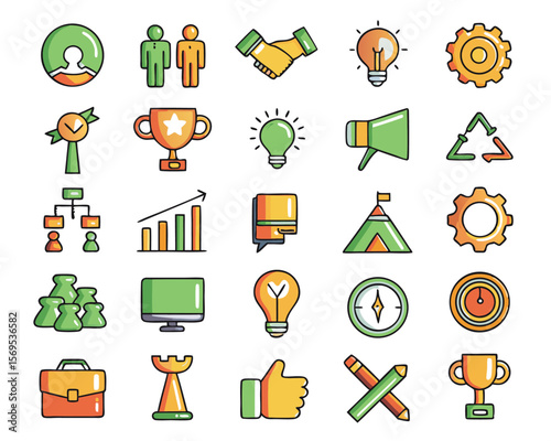 Collection of essential web interface elements presented in a clean modern line art style ideal for collaborative projects and professional development resources