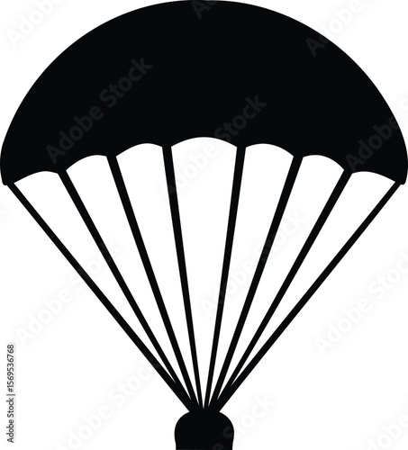 Parachute icon silhouette isolated vector illustration of open parachute canopy with cords