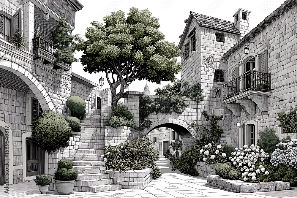 Fototapeta premium Gothic stone church in village center high resolution picture