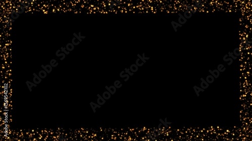 flow particles frame loop border Transparent Video. Gold frame, glittering rectangle animated on Transparent background. Seamless loop